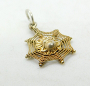 Sterling Silver Gilt Spider's Web Charm Vintage c1970
