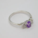 Sterling Silver Oval Amethyst & Spinel Dress Ring Vintage c1970 Size U