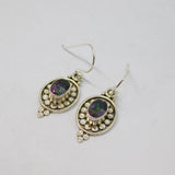 Pair of Sterling Silver Faceted Mystic Sapphire Hook Drop Earrings Vintage c1970