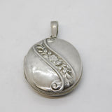 Sterling Silver Victorian Style Floral Locket Pendant Vintage c1970