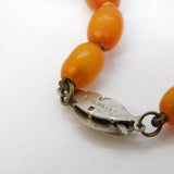 Art Deco Sterling Silver & Graduated Egg-Yolk Amber Necklace Antique c1920s
