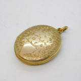 Victorian Gold Plated Floral Pattern Sweetheart Locket Antique c1880s