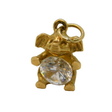 9ct Yellow Gold Crystal Set Elephant Charm Pendant Vintage 1991 Birmingham