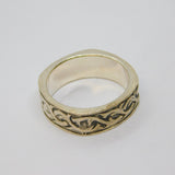 Sterling Silver Chunky Squared Patterned Band Ring Vintage c1970 Size Z 1/2