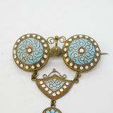 20th Century Norwegian Sterling Silver Gilt & Enamel Drop Brooch Antique