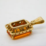 9ct Yellow Gold & Yellow Sapphire Drop Pendant Vintage 1966 Birmingham