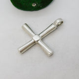Sterling Silver Modernist Cross Charm Pendant Vintage c1970