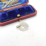 Sterling Silver and White Quartz Heart Charm Pendant Vintage c1970