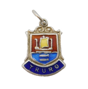 Sterling Silver Enamel Truro Charm Pendant Vintage c1970s