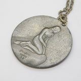 Georg Jensen Mid-Century Large Pewter Mermaid Pendant Necklace No. 93