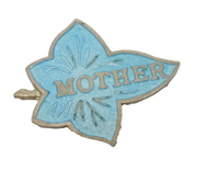 Sterling Silver Blue Enamel 'Mother' Ivy Leaf Sweetheart Brooch Antique c1920