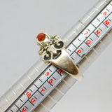 Sterling Silver Cabochon Carnelian Carved Studio Ring Vintage c1970 Size Q 1/2