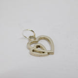 Sterling Silver Entwined Open Hearts Charm Pendant Vintage c1970