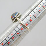 Sterling Silver Colourful Frosted Glass Cabochon Dress Ring Vintage c1980 Size N