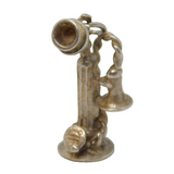 Sterling Silver Antique Telephone Charm Pendant Vintage c1970