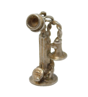 Sterling Silver Antique Telephone Charm Pendant Vintage c1970