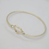 Sterling Silver Yellow Diamond Set Open Heart Bangle Bracelet Vintage c1970