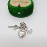 Sterling Silver Faith, Hope & Charity Charm Pendant Vintage c1970