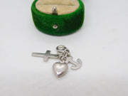 Sterling Silver Faith, Hope & Charity Charm Pendant Vintage c1970