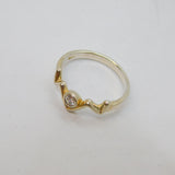 Sterling Silver CZ Zigzag Front Dress Band Ring Vintage c1990 Size L