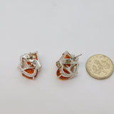 Pair of Sterling Silver Baltic Amber Mixed Shapes Stud Earrings Modern c2000
