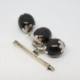Sterling Silver & Mounted Betel Nut Drop Bar Brooch Antique c1920 Art Deco