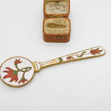 19th Century Russian Brass & Colourful Enamel Floral Teaspoon c1880 Antique