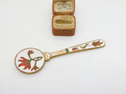 19th Century Russian Brass & Colourful Enamel Floral Teaspoon c1880 Antique