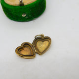 9ct Yellow Gold Back & Front Heart Locket Pendant Antique c1930 Art Deco