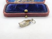 Sterling Silver & Enamel Dutch Clog Charm Pendant Vintage c1970