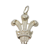 Sterling Silver Prince of Wales Feathers Charm Pendant Vintage c1970s