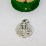 Silver Plated Lourdes Two-Sided Souvenir Religious Pendant Vintage c1970
