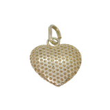 Sterling Silver Dotty Mesh Heart Charm Or Pendant Modern c2000s