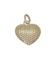 Sterling Silver Dotty Mesh Heart Charm Or Pendant Modern c2000s