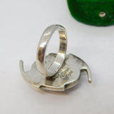 Mexican Sterling Silver & Milky Quartz Statement Ring Vintage c1980 Birmingham