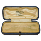 Edwardian Blue Tooled Leather Jewellery Brooch Box Antique c1910s