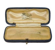 Edwardian Blue Tooled Leather Jewellery Brooch Box Antique c1910s