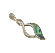 Sterling Silver Abalone Set Drop Charm Pendant Vintage c1970s