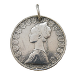 19th Century Italian .835 Silver 500 Lira Coin Fob Pendant Antique