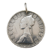 19th Century Italian .835 Silver 500 Lira Coin Fob Pendant Antique