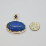 Sterling Silver Sodalite & Almandine Garnet Studio Charm Pendant Vintage c1970s