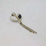 Sterling Silver Black & White Enamel Diamond Set Pendant Vintage c1990