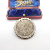 Victorian Sterling Silver Floral Pattern Sweetheart Brooch 1876 Birmingham