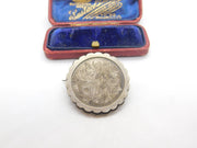 Victorian Sterling Silver Floral Pattern Sweetheart Brooch 1876 Birmingham