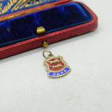 Sterling Silver and Enamel Sark Traveller Shield Charm Pendant Vintage c1970