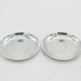 Victorian Pair of Sterling Silver & Enamel Playing Card Dishes Antique 1894