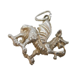 Sterling Silver Welsh Dragon Charm Pendant Vintage c1970s