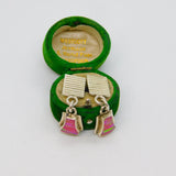 Pair of Mexican 950 Silver Synthetic Pink Opal Stud Drop Earrings Vintage c1970