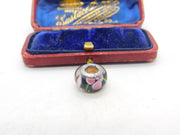 Sterling Silver Coloured Glass Bead Charm Pendant Vintage c1970