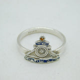 WWII-era Sterling Silver & Enamel Royal Artillery Dress Ring Antique c1940s